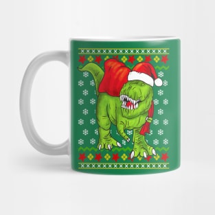 T Rex Santa Claus Ugly Christmas Sweater Mug